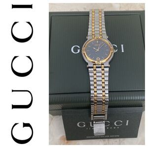 Vintage GUCCI 9000M Gold Plated & Stainless Steel Wristwatch - Unisex